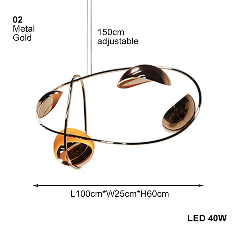 Modern LED home interior lighting ceiling chandelier, metal lustre, dimmable, suitable for living room lighting