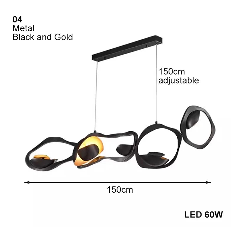 Modern LED home interior lighting ceiling chandelier, metal lustre, dimmable, suitable for living room lighting